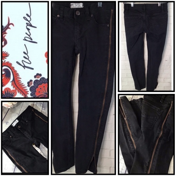 Free People Black Levon Full Bilateral Side Zipper Skinny - Leg 25 - Picture 13 of 16